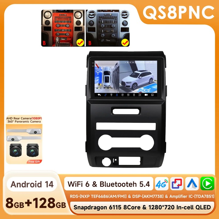 Sistem multimedia, display 10.1", compatibil Ford F-150 2015-2021, memorie externa maxima 256GB, set