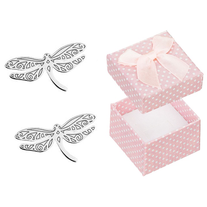 Cercei argintii, Siju, model libelula, dimensiuni mici, oxidat