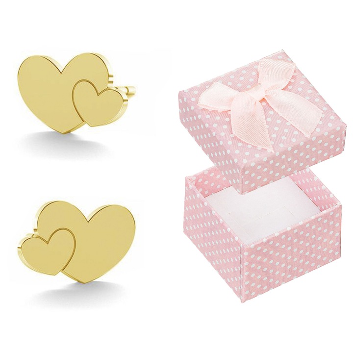 Cercei in forma de inimioare, Siju, pentru femei, aurii, set