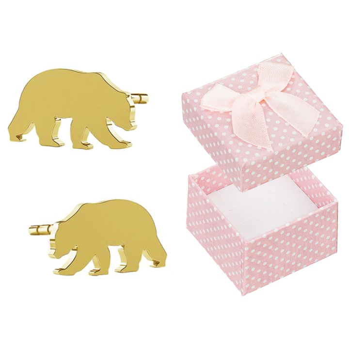 Cercei dama Siju, aurii, design urs, bijuterii elegante