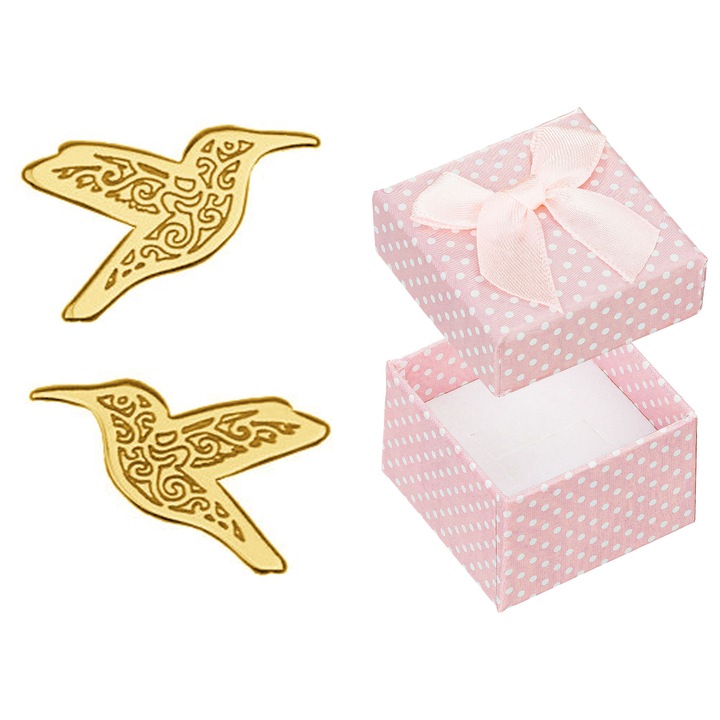 Cercei dama Siju, model colibri, aurii, set