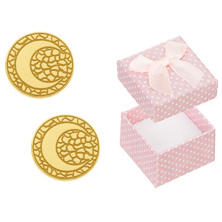 Cercei dama Siju, aurii, cu luna, set