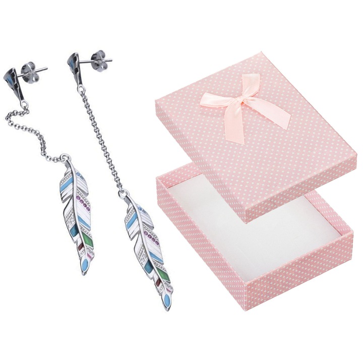 Cercei dama, Siju, Argint/Zirconiu/Email, Multicolor