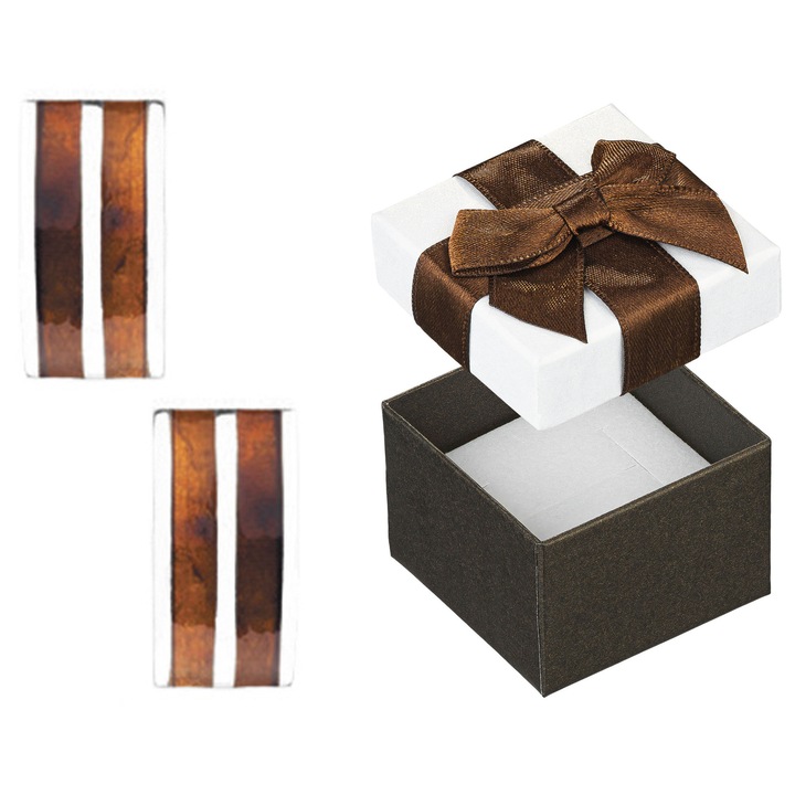 Cercei dama, Siju, cu ametist, argint 925, stil dreptunghiular