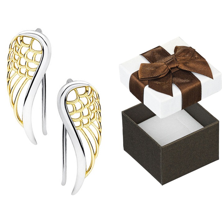 Cercei Siju, placati cu aur, argint, model aripi