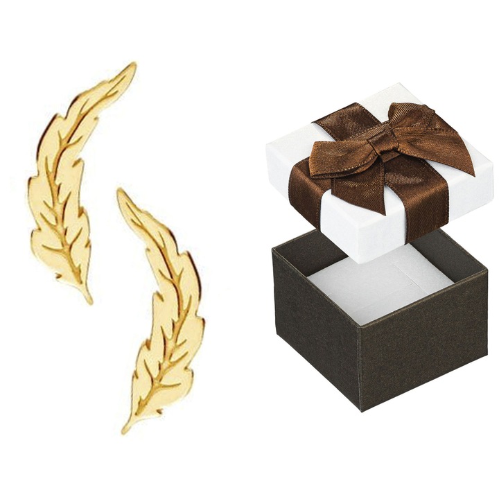 Cercei dama Siju, model pene, din argint, auriu