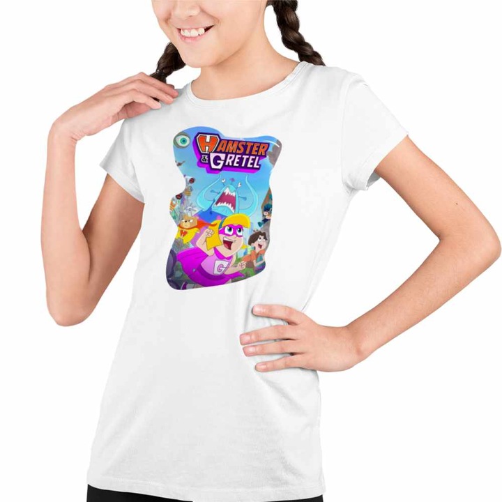Tricou Copii Fete Hamster Gretel Actiune Animatie, Fehér