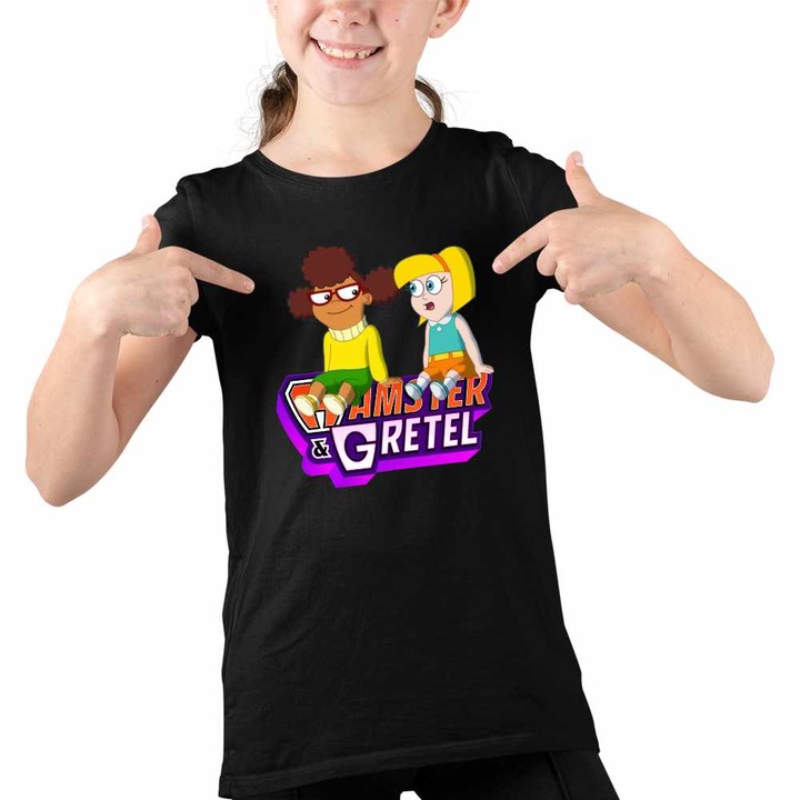 Tricou Copii Fete Bailey Hamster Gretel Prietene, Fekete