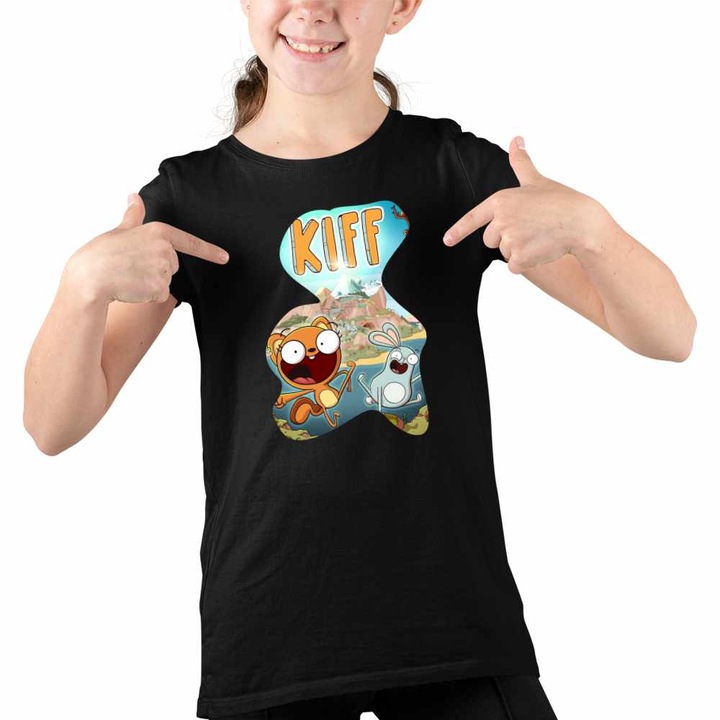 Tricou Copii Fete Kiff Desene Animate, Fekete