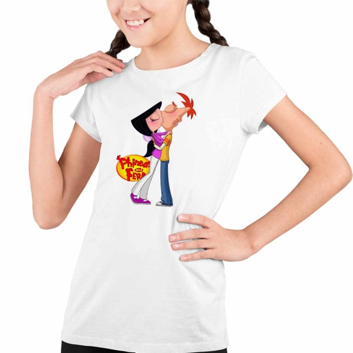 Tricou Copii Fete Phineas Isabella Sarut, Fehér