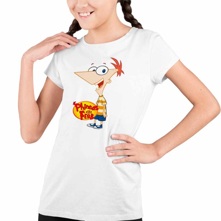 Tricou Copii Fete Phineas and Ferb Desene, Fehér