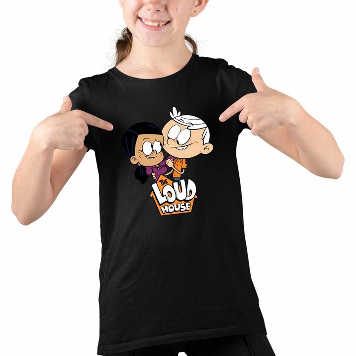 Tricou Copii Fete Casa Loud Lincoln Ronnie, Fekete