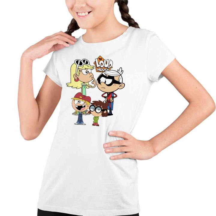 Tricou Copii Fete Casa Loud Lincoln Supererou, Fehér