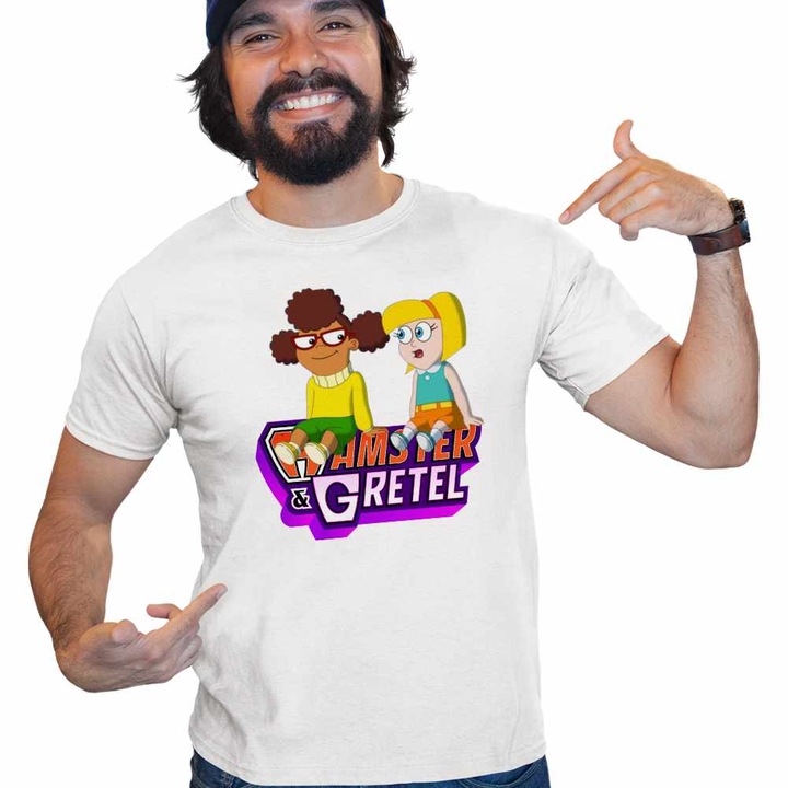 Tricou Barbati Bailey Hamster Gretel Prietene CoolTrend, alb, marime XL