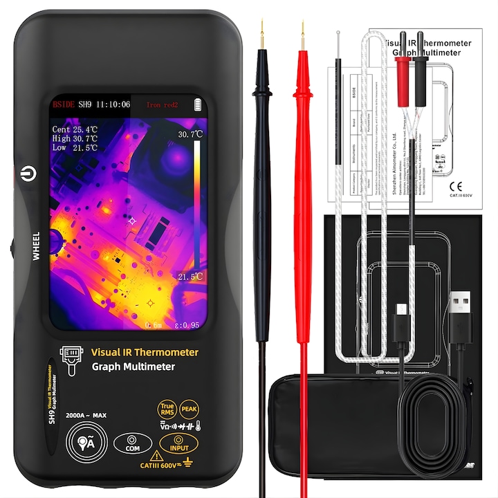 Cameră Termoviziune cu Multimetru TAITAVA SELECT SMART SH9, ecran tactil 3.98 inch, -20C-550C, negru