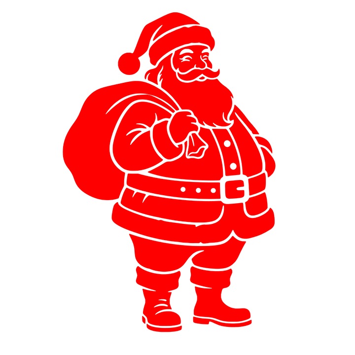 Sticker decorativ, autocolant pentru masina, silueta Mos Craciun, 20cm, rosu