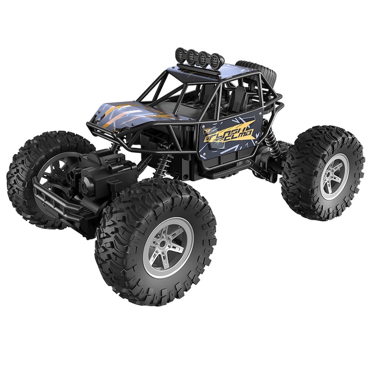 Офроуд кола играчка с дистанционно управление RC ZYTEQ®️, детска играчка, катерачна кола, големи гумени гуми, система за окачване, 2.4GHz контролер, презареждаща се батерия, черна