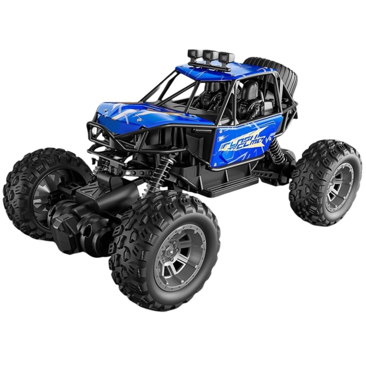 Офроуд кола играчка с дистанционно управление RC ZYTEQ®️, играчка за деца, кола за катерене, големи гумени гуми, система за окачване, 2.4GHz контролер, презареждаща се батерия, синя
