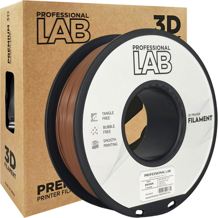 Filament PLA Plus Maro Professional LAB, 1kg, 1.75mm, rezistenta sporita, usor de imprimat
