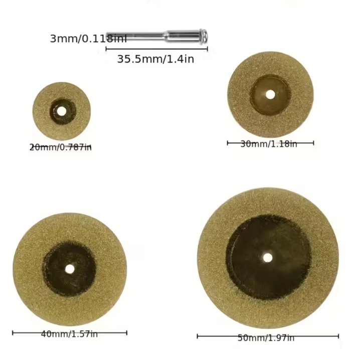 Set 4 Discuri Diamantate EBIN 20x30x40x50mm + Adaptor pentru Gresie/Faianta/Marmura/Granit