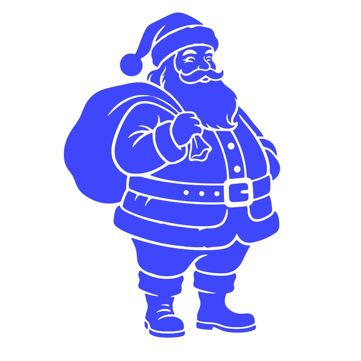 Sticker decorativ, autocolant pentru masina, silueta Mos Craciun, 20cm, albastru