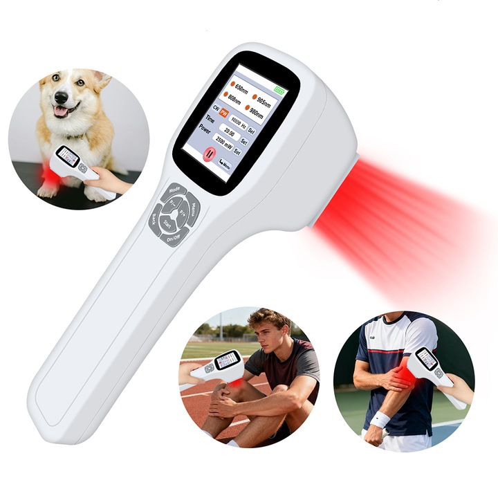 Dispozitiv Laser Terapeutic ZJZK Fourwave 650nm/808nm/905nm/980nm, Laser Rece pentru Disconfort Cronic si Suport Articular, Pentru Oameni si Caini, Alb