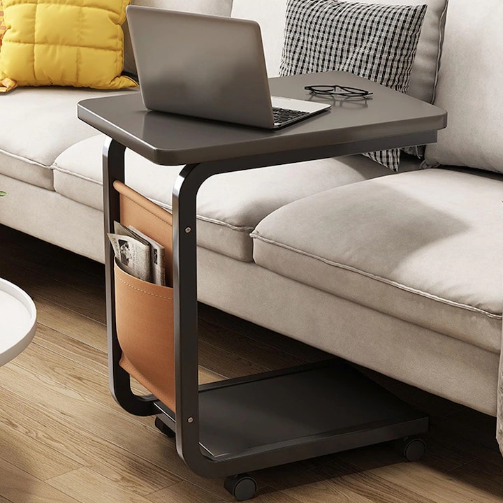 Странична маса C с колела, OVERTANG, модерен дизайн, издръжлива конструкция, цвят бамбук