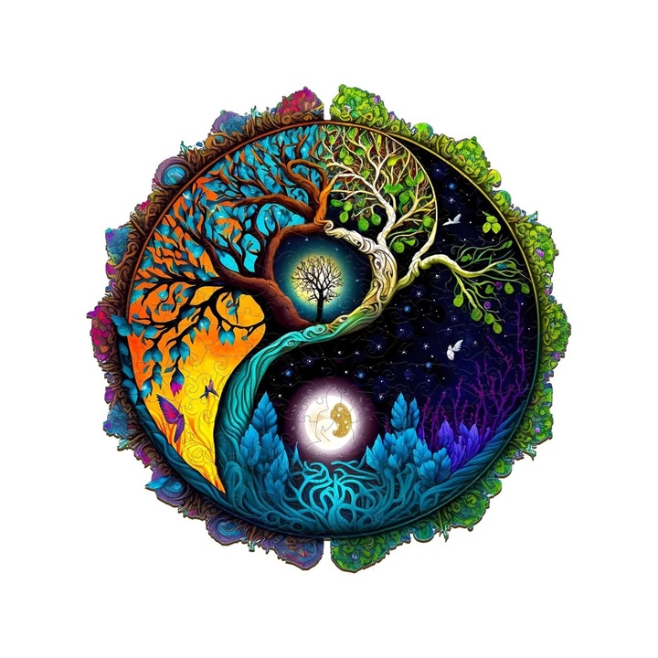 Puzzle din lemn, ying yang, Puzzle din lemn animal, set 311 piese, 14+ ，multicolor