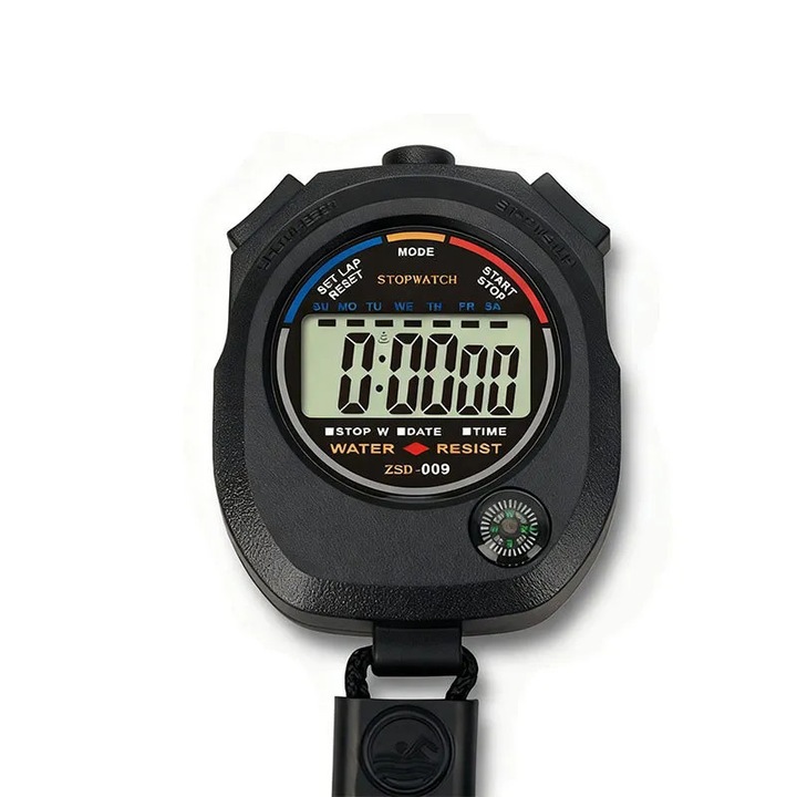 Sport Stopperóra, fitneszhez, futáshoz, úszáshoz, versenyedzéshez, fekete