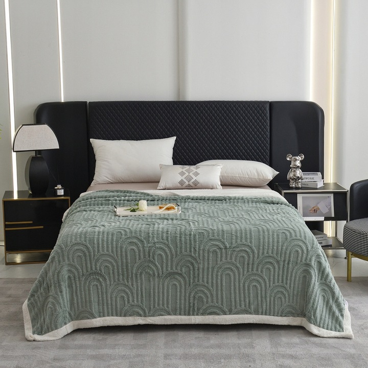 Set paturi și cuverturi, patură blândă cu vanatorie 200x230cm, prietenoasă cu pielea, verde