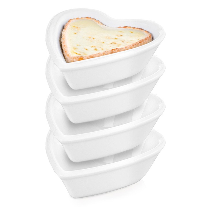 Set 4 boluri din portelan, Orion, 35 ml, alb, 7,5x7,5x2,5 cm