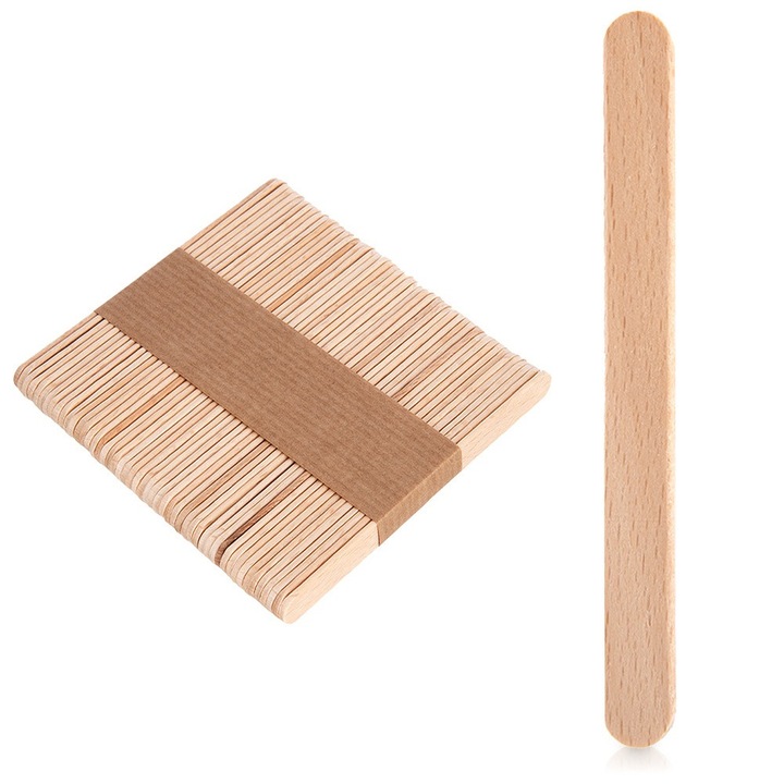 Set 50 betisoare de inghetata din lemn, Orion, 9,5x1x0,2cm, utilizare versatila