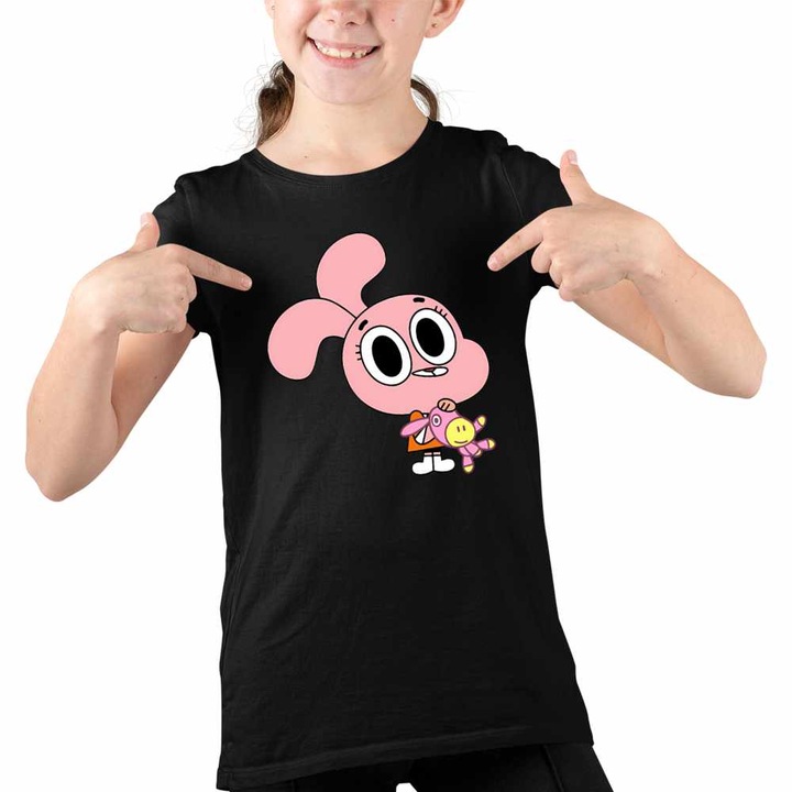 Tricou Copii Fete Gumball Anais Watterson, Fekete