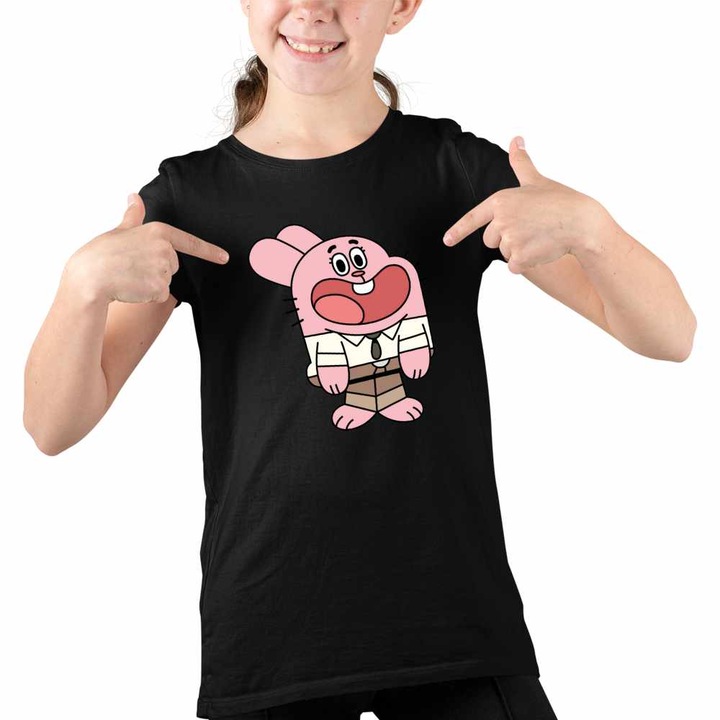 Tricou Copii Fete Gumball Richard Tata, Fekete