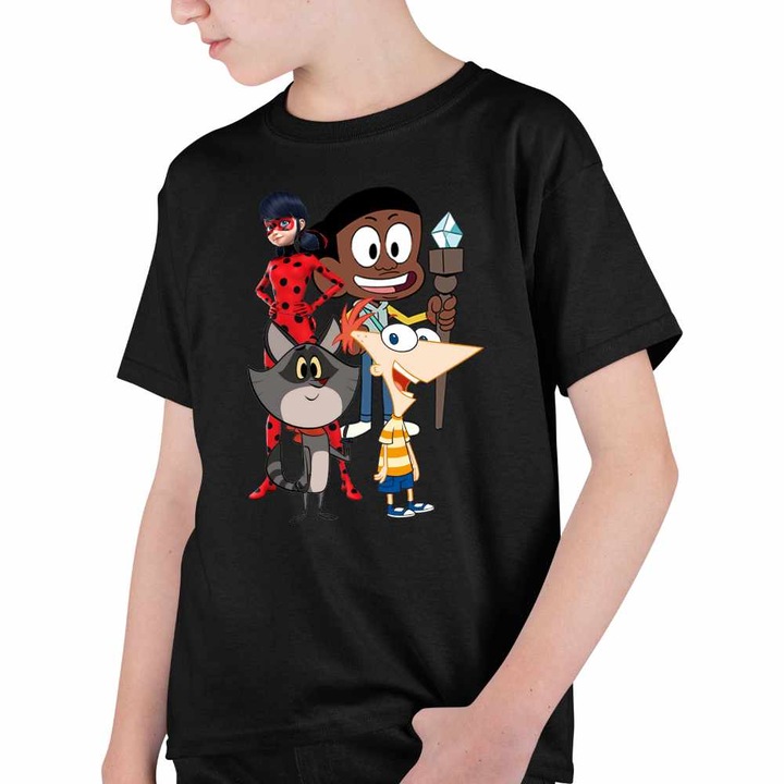 Tricou Copii Baieti Craig Taffy Buburuza Phineas, Fekete