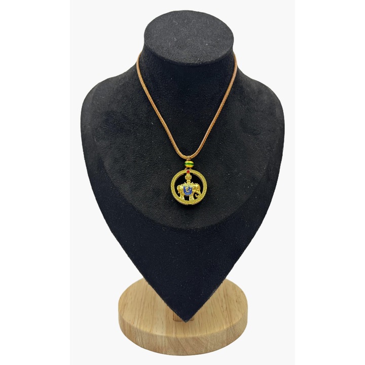 JOVYNEX elefánt medálos nyaklánc, piros részletekkel, arany színű, 45cm