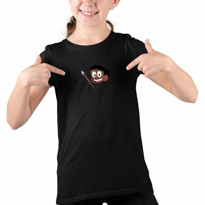 Tricou Copii Fete Desene Craig Dumbrava Cercetasi, Fekete