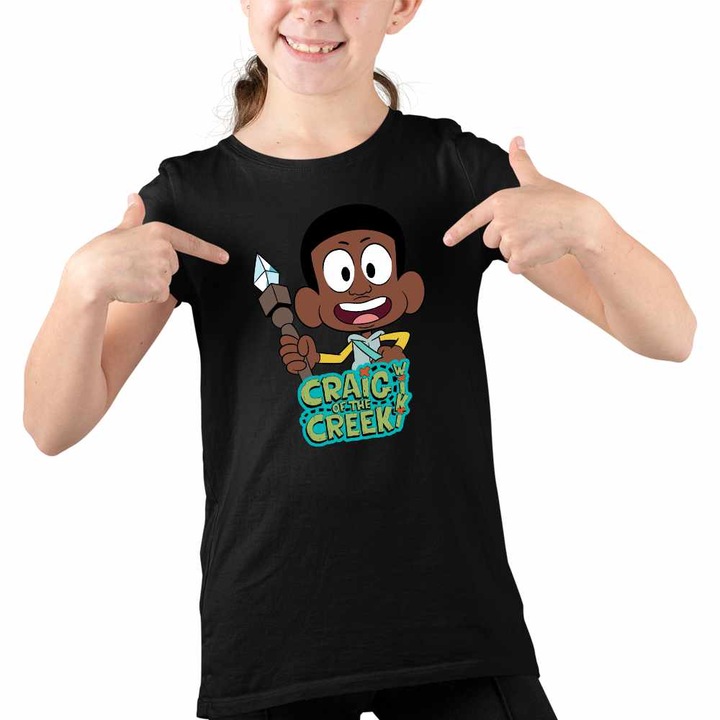 Tricou Copii Fete Craig Dumbrava Explorator, Fekete