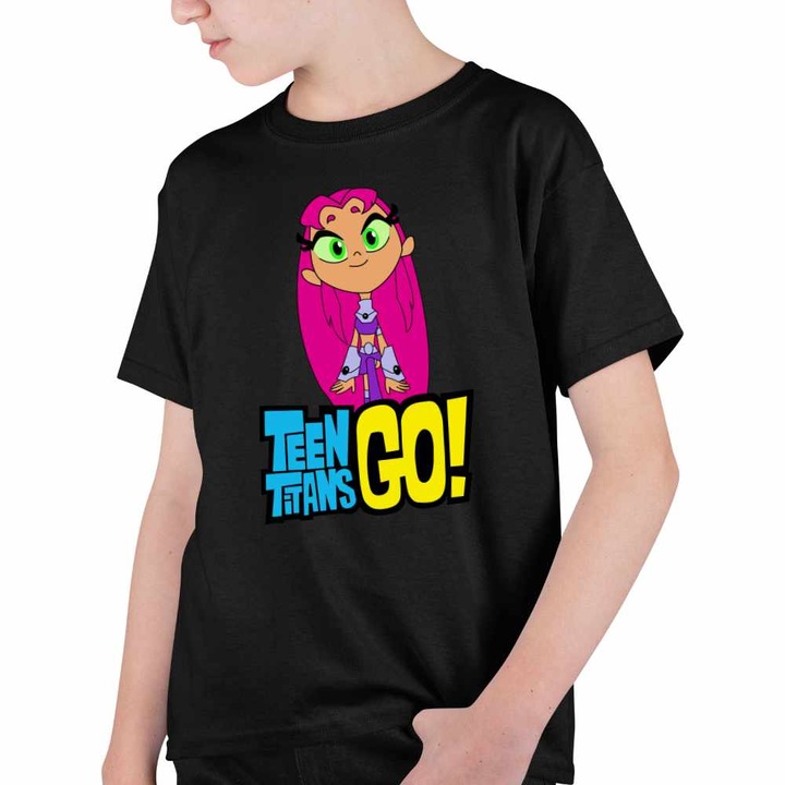 Tricou Copii Baieti Starfire Tineri Titani Teen Titans Go, Fekete