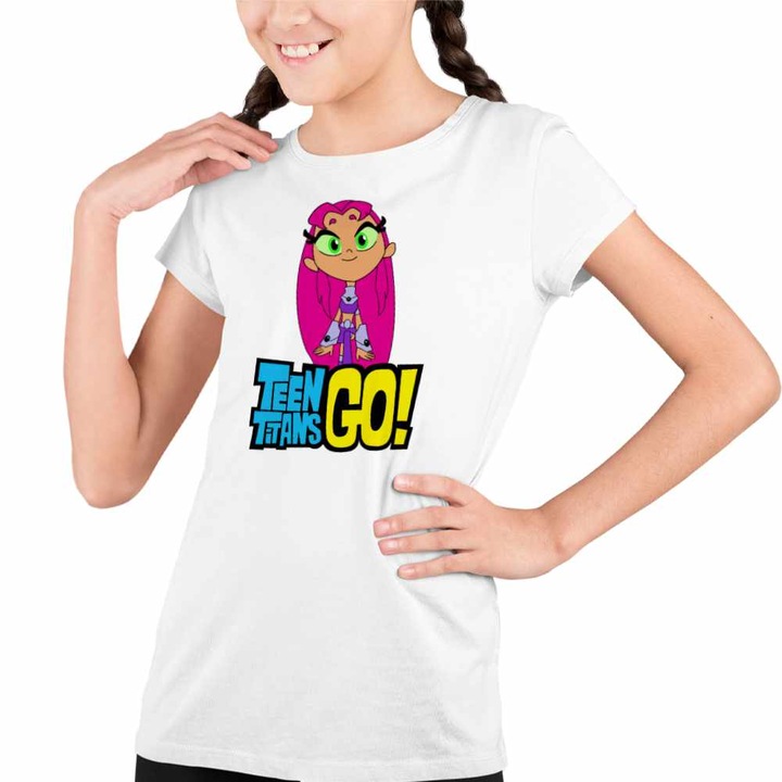 Tricou Copii Fete Starfire Tineri Titani Teen Titans Go, Fehér