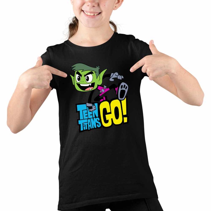 Tricou Copii Fete Beast Haideti Tineri Titani, Fekete