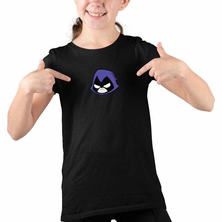 Tricou Copii Fete Raven Spirit Haideti Tineri Titani, Fekete