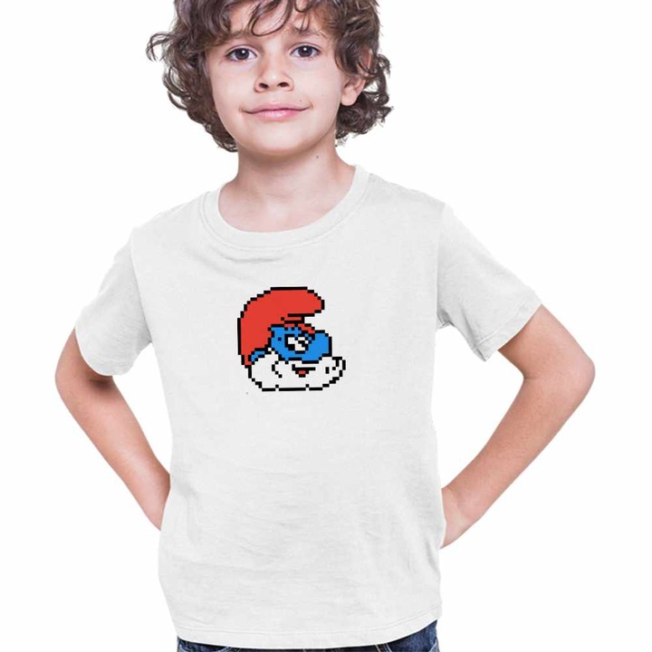 Tricou Copii Baieti Pixel Art Papa Strumf, Fehér