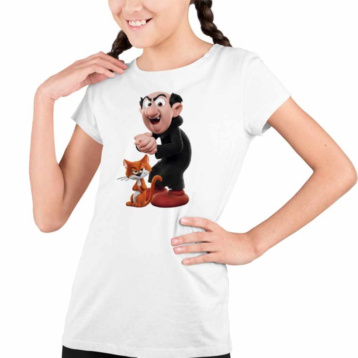 Tricou Copii Fete Strumfii Gargamel Azrael Vrajitor, Fehér