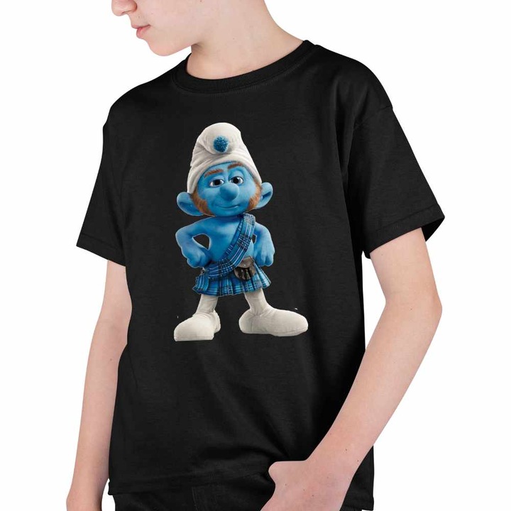 Tricou Copii Baieti Strumfii Scotianul Roscatul, Fekete