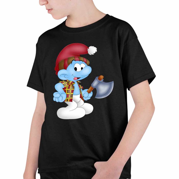 Tricou Copii Baieti Strumf Padurarul, Fekete