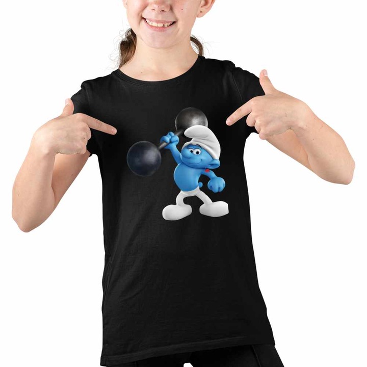 Tricou Copii Fete Strumf Sportivul, Fekete