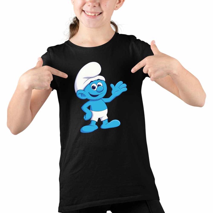 Tricou Copii Fete Strumf Vesel, Fekete