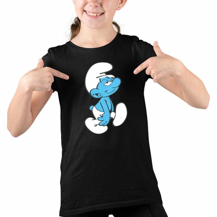 Tricou Copii Fete Strumfii Somnorosul Somnorila, Fekete