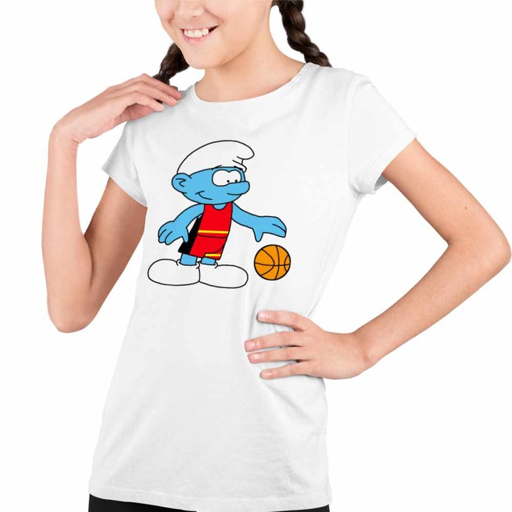 Tricou Copii Fete Strumfii Baschet Strumpii, Fehér